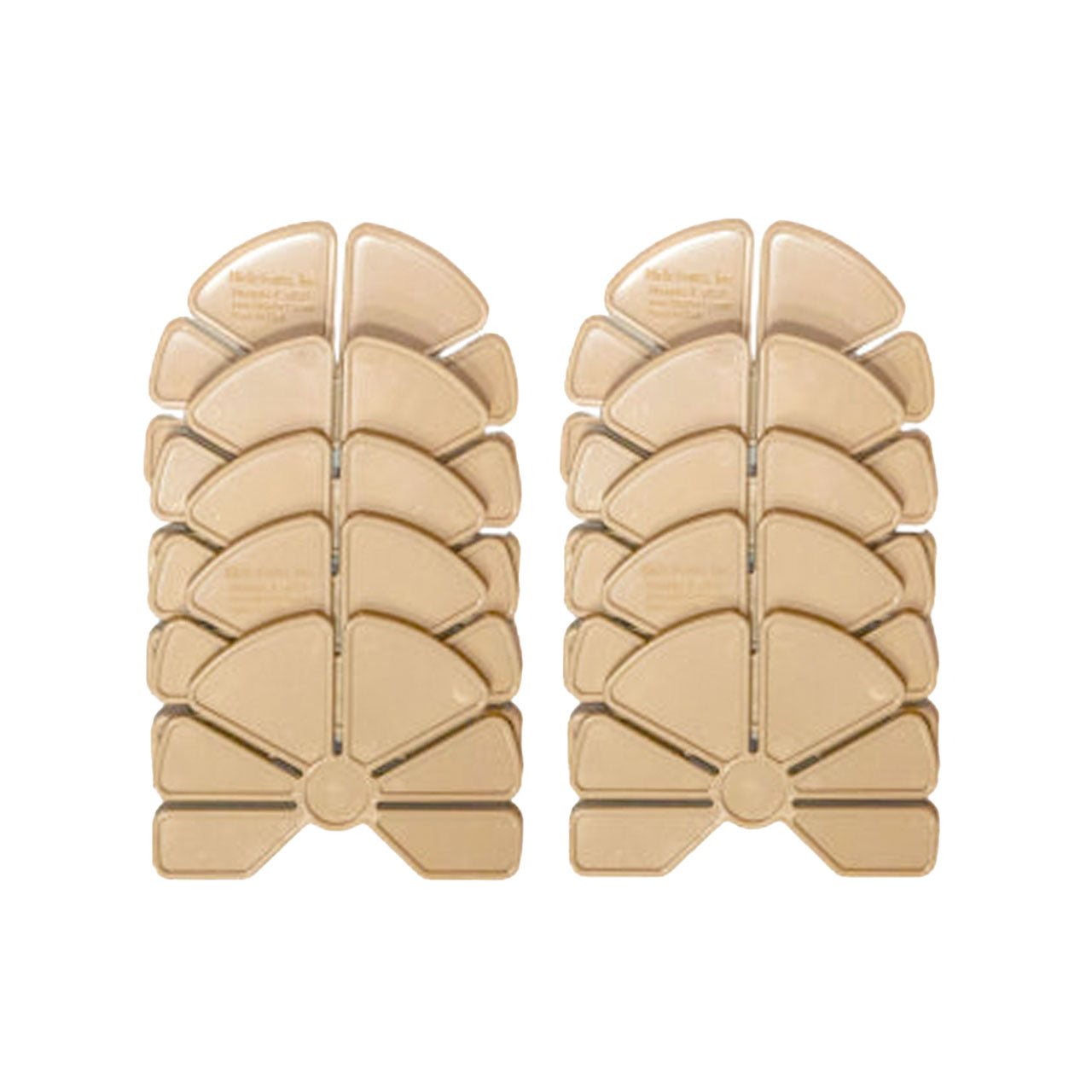 A set of beige panel connectors designed to be inserted between slots on a panel, with a twist-lock mechanism.