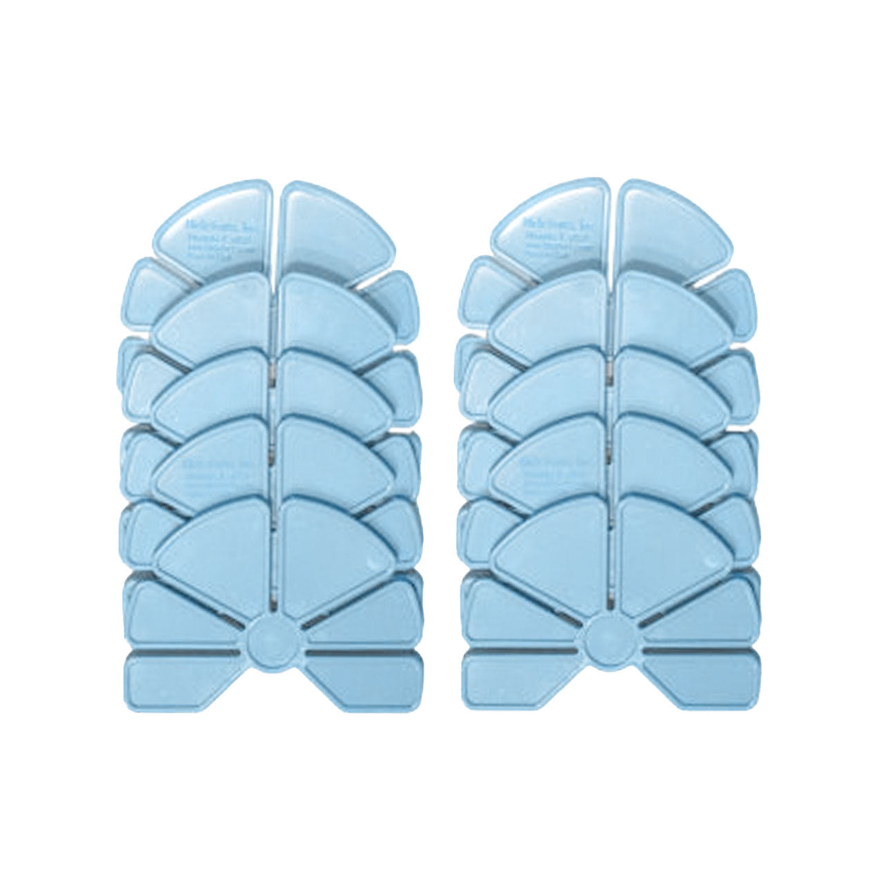 A set of sky blue slotted connectors to be used to connect cardboard panels of a kids play fort.