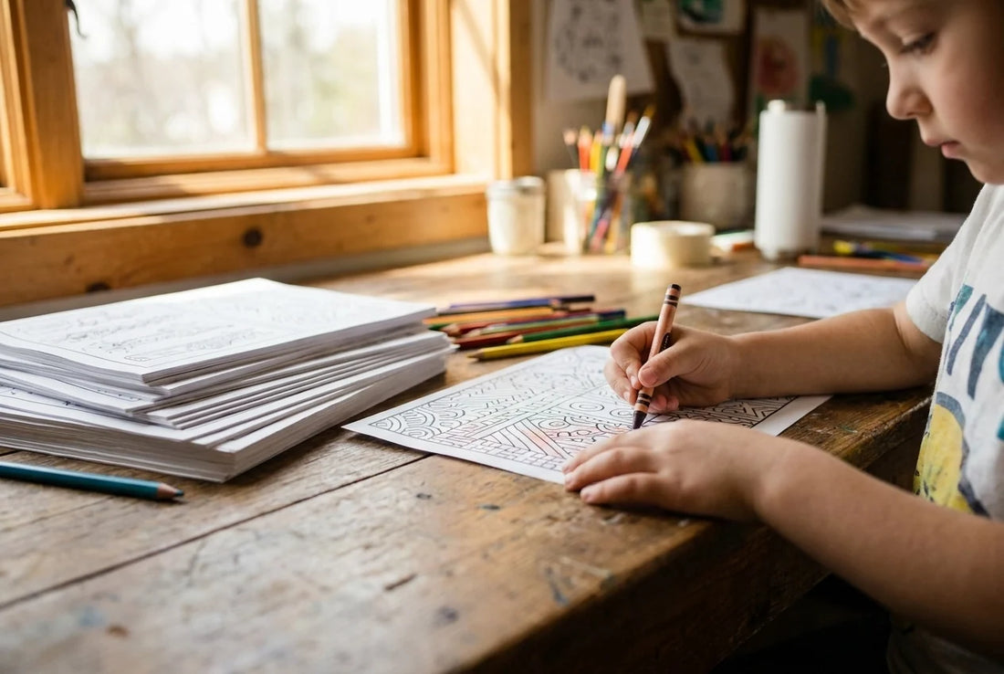 Professional header image for list-based article: Free Coloring Pages for Kids: Printable and Ready in Seconds