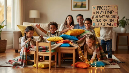 Professional header image for list-based article: Project Playtime: Fun Fort-Building Ideas for Kids of All...