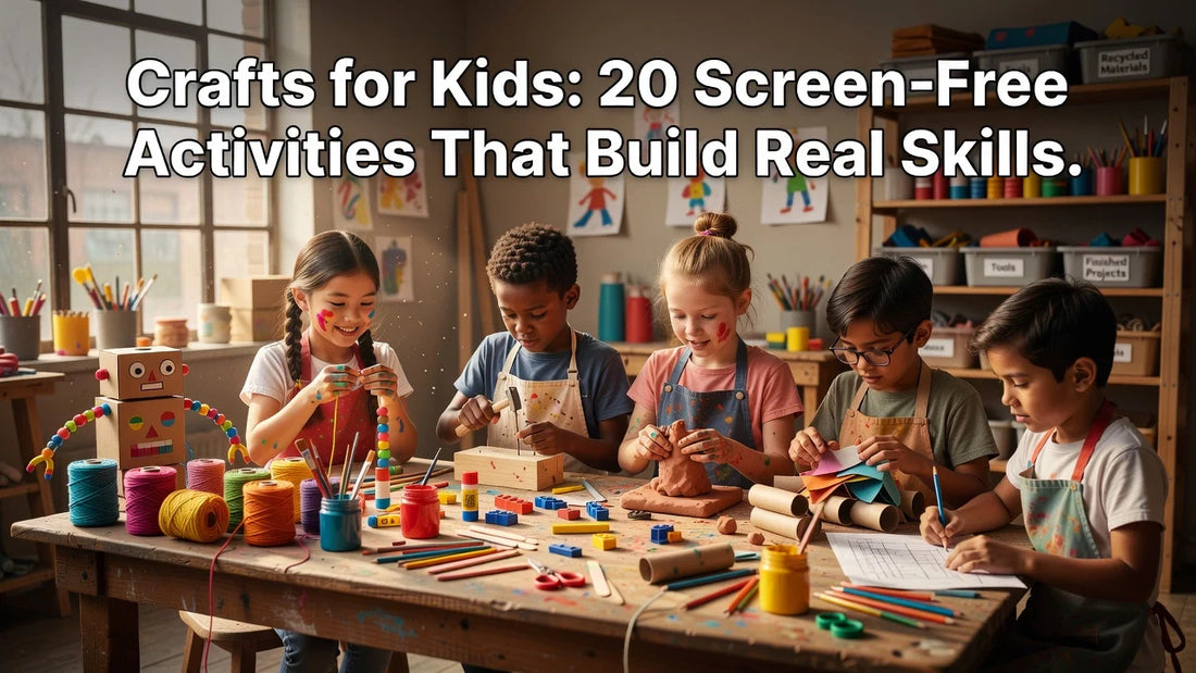 Professional header image for list-based article: Crafts for Kids: 20 Screen-Free Activities That Build Rea...