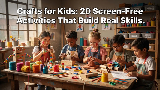 Professional header image for list-based article: Crafts for Kids: 20 Screen-Free Activities That Build Rea...