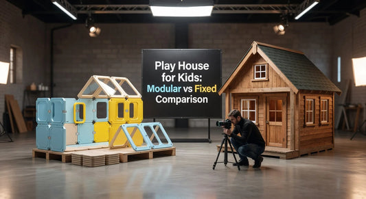 Professional header image for comparison analysis: Play House for Kids: Modular vs Fixed Comparison