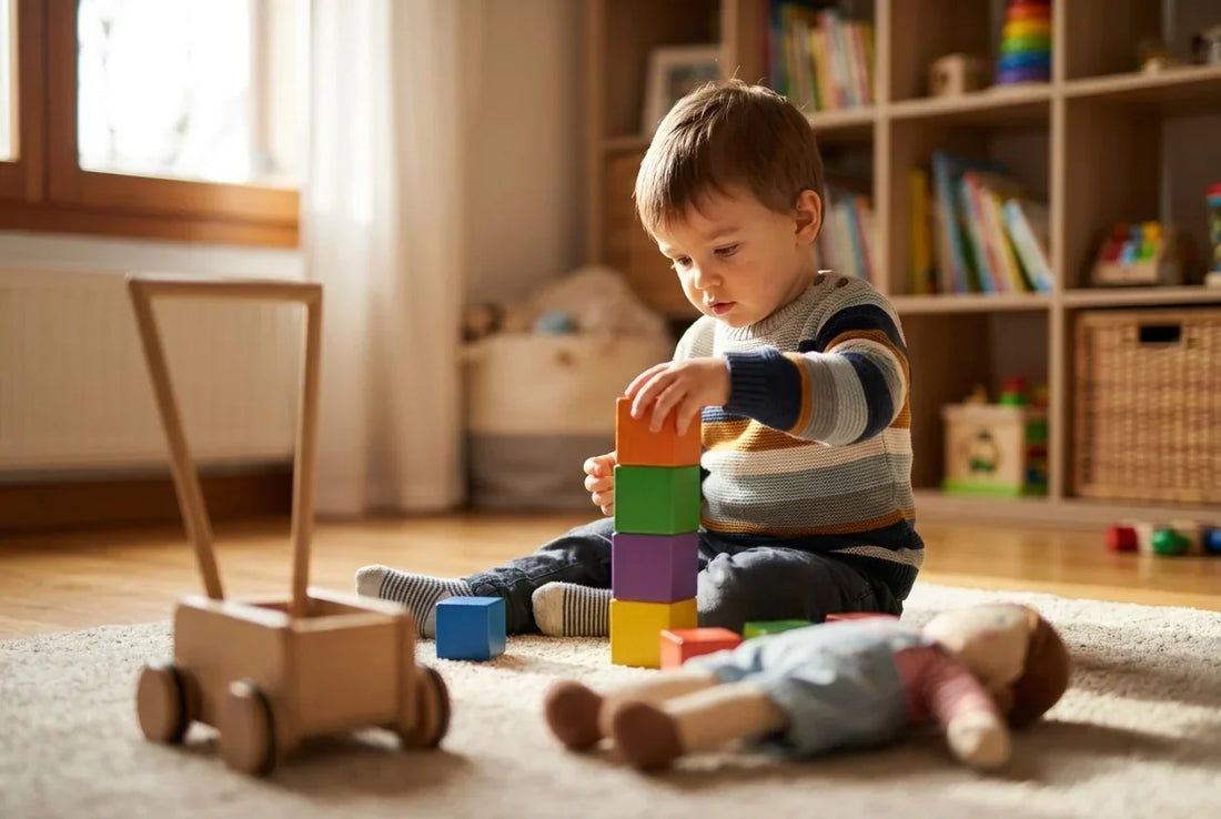 Professional header image for list-based article: Best Toys for 2-Year-Olds That Actually Support Their Dev...