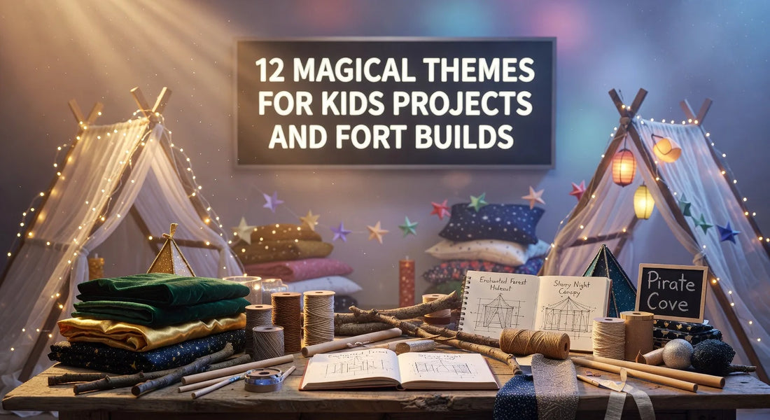 Professional header image for list-based article: 12 Magical Themes for Kids Projects and Fort Builds