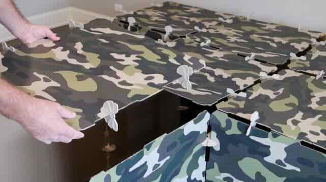 Kidz Forts Commando Kids Play Fort Kit with camouflage pattern, made from durable corrugated cardboard.