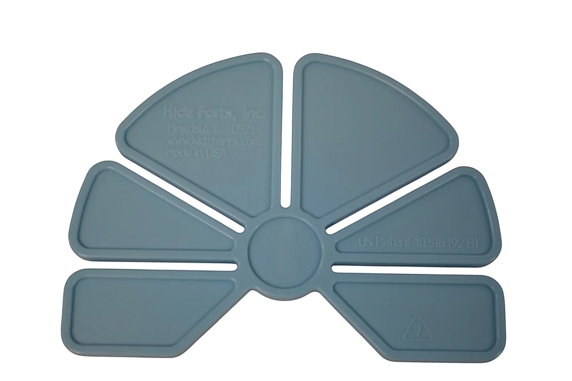 Kidz Forts blue Frosted plastic fort building connectors — patented twist-lock design, made from durable plastic alloy.