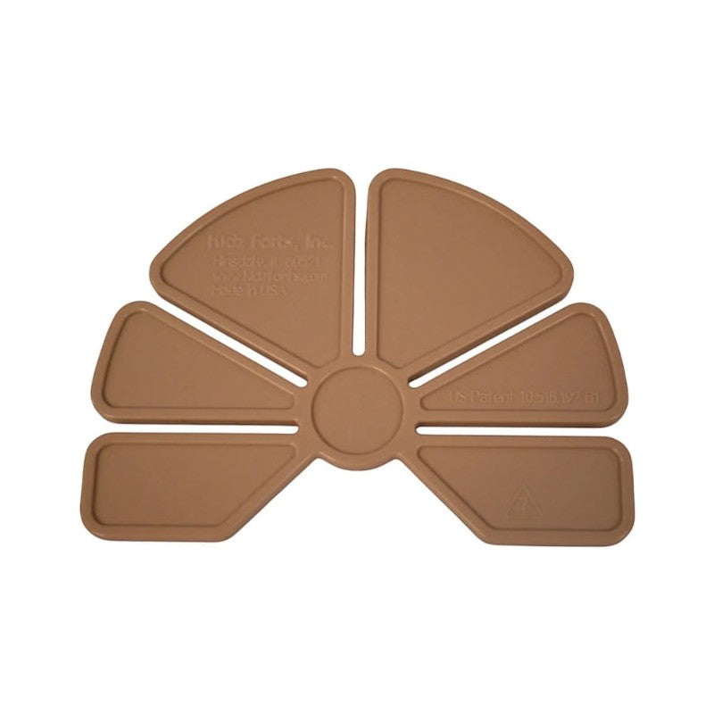 Cardboard fort building kit connector.  Beige color, patented twist-lock design and compatible with Make A Fort Explorer Kit and Minecraft Kit.