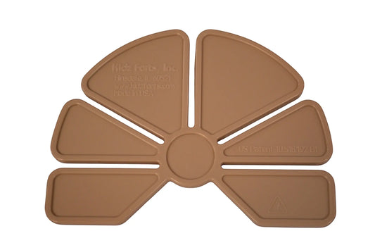 Cardboard fort building kit connector.  Beige color, patented twist-lock design and compatible with Make A Fort Explorer Kit and Minecraft Kit.