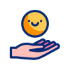 A image of a hand bounding a smiley-face ball up and down.